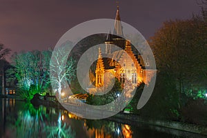 Fairytale night landscape at Lake Minnewater in