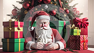 Fairytale Santa Claus on a festive background