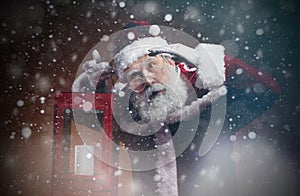 Fairytale Santa Claus Walking through Storm