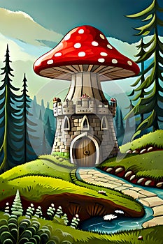 Fairytale tiny mushroom castle