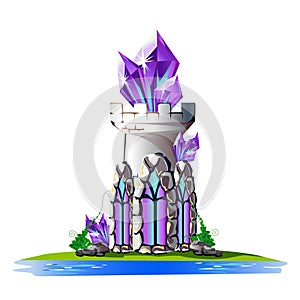 Fairytale tower with purple crystals