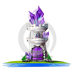 Fairytale tower with purple crystals