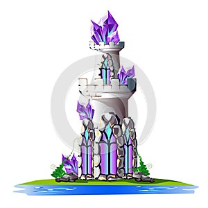 Fairytale tower with purple crystals