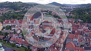 Fairytale town and beautiful houses with castle in Cesky Krumlov, Czech republic