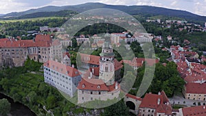 Fairytale town and beautiful houses with castle in Cesky Krumlov, Czech republic