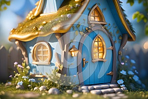 Fairytale tree house in a mysterious forest, house of pixies and elves. template for design. Playground AI platform.