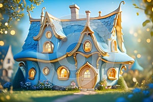 Fairytale tree house in a mysterious forest, house of pixies and elves. template for design. Playground AI platform.