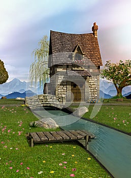 Fairytale water mill with its natural surroundings photo