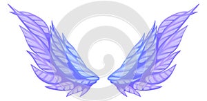 Fairytale wings. Fly creature symbol. Fantasy myth icon