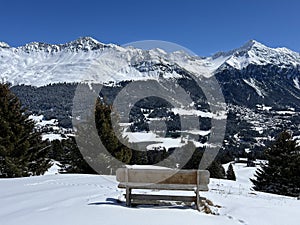 A fairytale winter atmosphere and a magnificent panorama on the mountine tourist resorts of Valbella and Lenzerheide