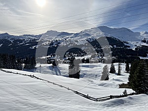 A fairytale winter atmosphere and a magnificent panorama on the mountine tourist resorts of Valbella and Lenzerheide