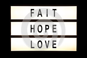 Fait hope love hanging light box