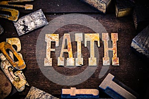 Faith Concept Wood and Rusted Metal Letters