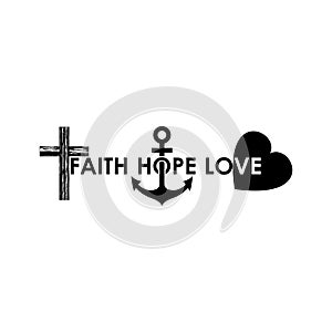 Faith Hope Love, Christian faith icon isolated on white background