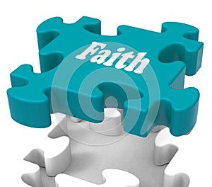 Faith Jigsaw Shows Believing Religious Belief Or Trust