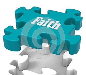 Faith Jigsaw Shows Believing Religious Belief Or Trust photo