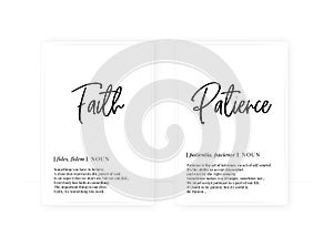 Faith and patience definition, vector