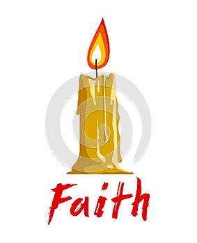 Faith symbolized by a candle vector illustration, hope and belief concept, religion Christianity