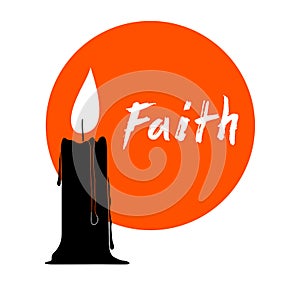 Faith symbolized by a candle vector illustration, hope and belief concept, religion Christianity and pray.