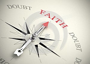 Faith versus doubt, religion or confidence concept