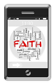 Faith Word Cloud Concept on Touchscreen Phone