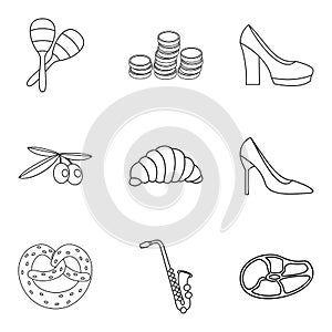 Faithfully icons set, outline style