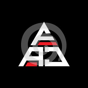 FAJ triangle letter logo design with triangle shape. FAJ triangle logo design monogram. FAJ triangle vector logo template with red