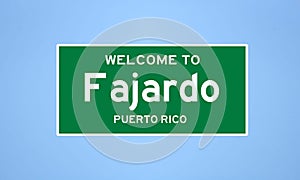 Fajardo, Puerto Rico city limit sign. Town sign from the USA.