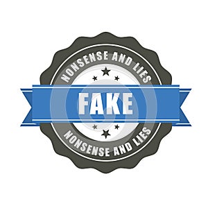 Fake badge - sticker with inscription Fake, falsification concept