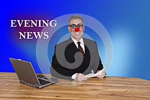 Fake Evening News Clown Anchor Man Reporter Newscast