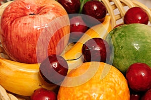 Fake fruit on the table photo