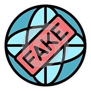 Fake global media icon color outline vector
