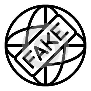 Fake global media icon, outline style