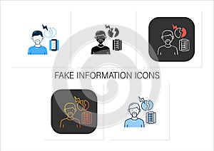Fake information icons set