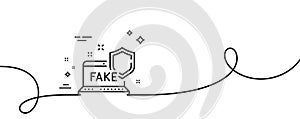 Fake internet line icon. Web propaganda sign. Continuous line with curl. Vector