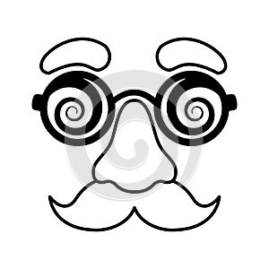 Fake mustache nose and glasses mask black and white