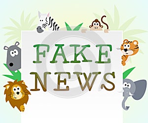 Fake News Animals Means Untruth 3d Illustration