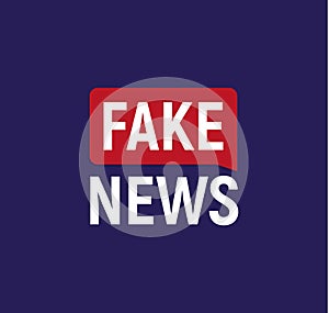 Fake News broadcast logo. Breaking politics news banner. Newspaper cover vector illustration on dark blue background.
