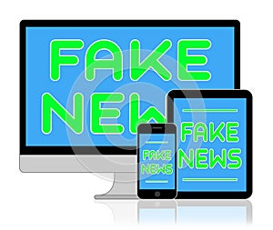 Fake News On Computer And Phone 3d Illustration