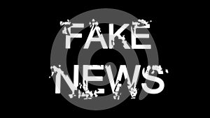 Fake news concept. Dynamic Fake News Title Transition and Background Plate. Broken glass concept.