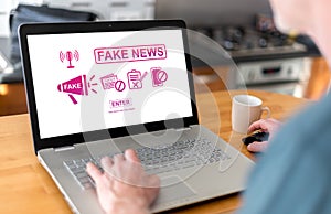 Fake news concept on a laptop