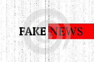 Fake news concept. Red, black and white vector illustration with grunge photocopy texture