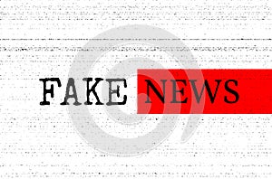 Fake news concept. Red, black and white vector illustration with grunge photocopy texture