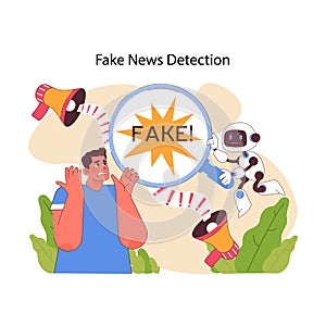 Fake news detection concept. Flat vector illustration