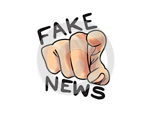 Fake News Hand Pointing You Cartoon Illustration