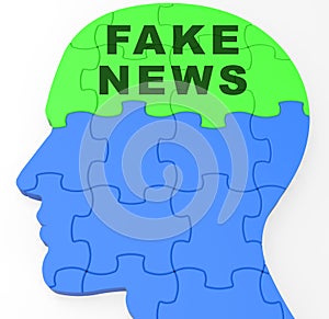 Fake News Icon Brain Means Misinformation Or Disinformation - 3d Illustration