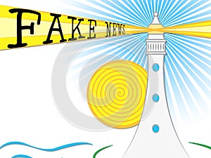 Fake News Lighthouse Light Beam 3d Illustration