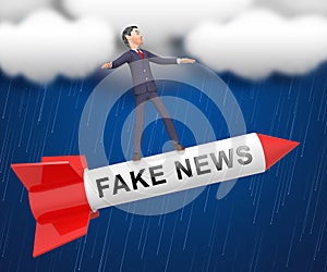 Fake News Media Rocket Depicts Online Hoax And Misinformation - 3d Illustration