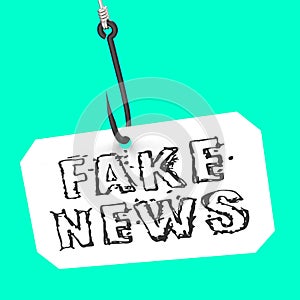 Fake News Messsage On A Hook 3d Illustration