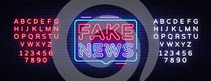 Fake News neon sign vector. Breaking News Design template neon sign, light banner, neon signboard, nightly bright